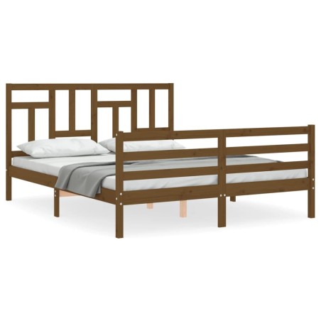 vidaXL Giroletto con Testiera Miele 5FT King Size in Legno Massello