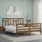 vidaXL Giroletto con Testiera Miele 5FT King Size in Legno Massello vidaXL Giroletto con Testiera Miele 5FT King Size in Legno Massello