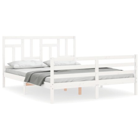 vidaXL Giroletto con Testiera Bianco 160x200 cm Legno Massello