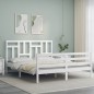 vidaXL Giroletto con Testiera Bianco 160x200 cm Legno Massello vidaXL Giroletto con Testiera Bianco 160x200 cm Legno Massello