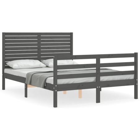 vidaXL Giroletto con Testiera Grigio 4FT Small Double Legno Massello