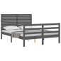 vidaXL Giroletto con Testiera Grigio 4FT Small Double Legno Massello vidaXL Giroletto con Testiera Grigio 4FT Small Double Legno Massello