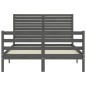 vidaXL Giroletto con Testiera Grigio 4FT Small Double Legno Massello vidaXL Giroletto con Testiera Grigio 4FT Small Double Legno Massello