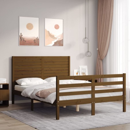 vidaXL Giroletto con Testiera Miele 4FT Small Double in Legno Massello