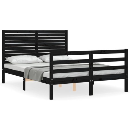 vidaXL Giroletto con Testiera Nero 4FT Small Double in Legno Massello