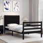vidaXL Giroletto con Testiera Nero 100x200 cm in Legno Massello vidaXL Giroletto con Testiera Nero 100x200 cm in Legno Massello
