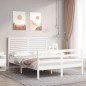 vidaXL Giroletto con Testiera Bianco 120x200 cm in Legno Massello vidaXL Giroletto con Testiera Bianco 120x200 cm in Legno Massello