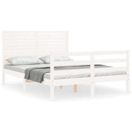 vidaXL Giroletto con Testiera Bianco 120x200 cm in Legno Massello