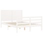 vidaXL Giroletto con Testiera Bianco 120x200 cm in Legno Massello vidaXL Giroletto con Testiera Bianco 120x200 cm in Legno Massello