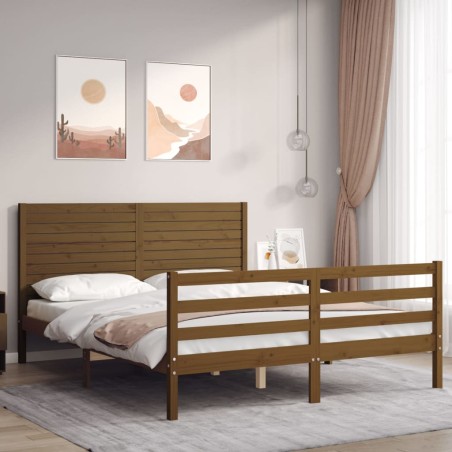 vidaXL Giroletto con Testiera Miele 5FT King Size in Legno Massello