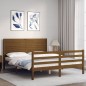vidaXL Giroletto con Testiera Miele 5FT King Size in Legno Massello vidaXL Giroletto con Testiera Miele 5FT King Size in Legno Massello