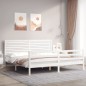 vidaXL Giroletto con Testiera Bianco 200x200 cm in Legno Massello vidaXL Giroletto con Testiera Bianco 200x200 cm in Legno Massello