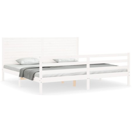 vidaXL Giroletto con Testiera Bianco 200x200 cm in Legno Massello