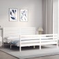 vidaXL Giroletto con Testiera Bianco 200x200 cm in Legno Massello vidaXL Giroletto con Testiera Bianco 200x200 cm in Legno Massello