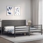 vidaXL Giroletto con Testiera Grigio 200x200 cm in Legno Massello