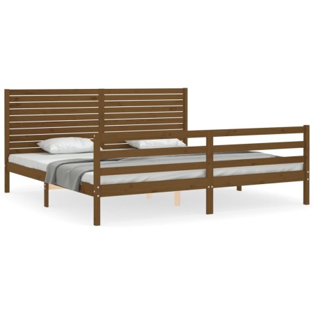 vidaXL Giroletto con Testiera Miele 200x200 cm in Legno Massello