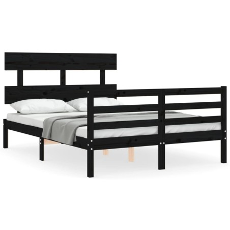 vidaXL Giroletto con Testiera Nero 4FT Small Double in Legno Massello