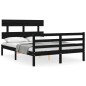 vidaXL Giroletto con Testiera Nero 4FT Small Double in Legno Massello vidaXL Giroletto con Testiera Nero 4FT Small Double in Legno Massello