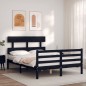 vidaXL Giroletto con Testiera Nero 4FT Small Double in Legno Massello vidaXL Giroletto con Testiera Nero 4FT Small Double in Legno Massello