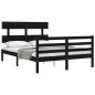 vidaXL Giroletto con Testiera Nero 4FT Small Double in Legno Massello vidaXL Giroletto con Testiera Nero 4FT Small Double in Legno Massello