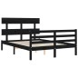 vidaXL Giroletto con Testiera Nero 4FT Small Double in Legno Massello vidaXL Giroletto con Testiera Nero 4FT Small Double in Legno Massello