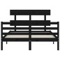 vidaXL Giroletto con Testiera Nero 4FT Small Double in Legno Massello vidaXL Giroletto con Testiera Nero 4FT Small Double in Legno Massello