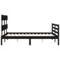 vidaXL Giroletto con Testiera Nero 4FT Small Double in Legno Massello vidaXL Giroletto con Testiera Nero 4FT Small Double in Legno Massello