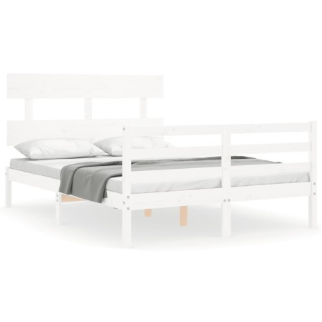 vidaXL Giroletto con Testiera Bianco 140x190 cm in Legno Massello