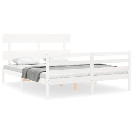 vidaXL Giroletto con Testiera Bianco 5FT King Size in Legno Massello