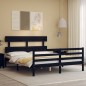 vidaXL Giroletto con Testiera Nero 5FT King Size in Legno Massello vidaXL Giroletto con Testiera Nero 5FT King Size in Legno Massello