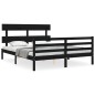 vidaXL Giroletto con Testiera Nero 5FT King Size in Legno Massello vidaXL Giroletto con Testiera Nero 5FT King Size in Legno Massello
