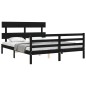 vidaXL Giroletto con Testiera Nero 5FT King Size in Legno Massello vidaXL Giroletto con Testiera Nero 5FT King Size in Legno Massello