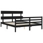 vidaXL Giroletto con Testiera Nero 5FT King Size in Legno Massello vidaXL Giroletto con Testiera Nero 5FT King Size in Legno Massello