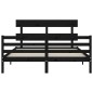 vidaXL Giroletto con Testiera Nero 5FT King Size in Legno Massello vidaXL Giroletto con Testiera Nero 5FT King Size in Legno Massello