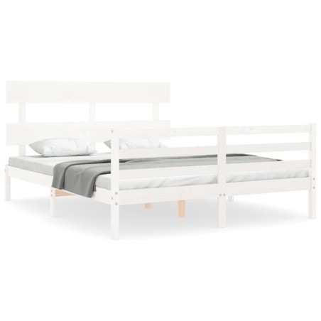 vidaXL Giroletto con Testiera Bianco 160x200 cm Legno Massello