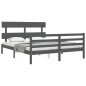 vidaXL Giroletto con Testiera Grigio 160x200 cm Legno Massello vidaXL Giroletto con Testiera Grigio 160x200 cm Legno Massello