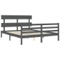 vidaXL Giroletto con Testiera Grigio 160x200 cm Legno Massello vidaXL Giroletto con Testiera Grigio 160x200 cm Legno Massello