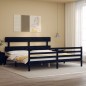 vidaXL Giroletto con Testiera Nero 6FT Super King in Legno Massello