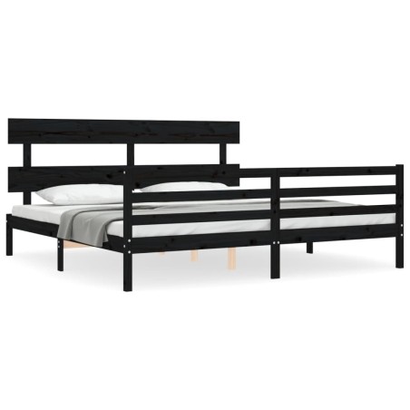 vidaXL Giroletto con Testiera Nero 6FT Super King in Legno Massello