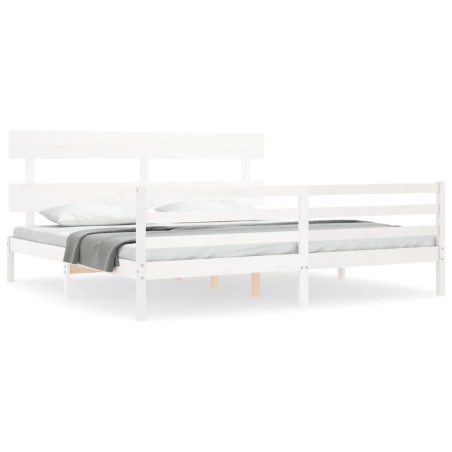 vidaXL Giroletto con Testiera Bianco 200x200 cm in Legno Massello
