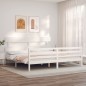 vidaXL Giroletto con Testiera Bianco 200x200 cm in Legno Massello vidaXL Giroletto con Testiera Bianco 200x200 cm in Legno Massello
