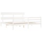 vidaXL Giroletto con Testiera Bianco 200x200 cm in Legno Massello vidaXL Giroletto con Testiera Bianco 200x200 cm in Legno Massello