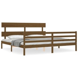 vidaXL Giroletto senza Materasso Ambra 200x200 Legno Massello