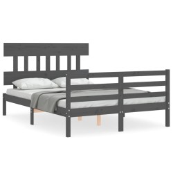 vidaXL Giroletto con Testiera Grigio 140x190 cm in Legno Massello