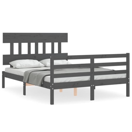 vidaXL Giroletto con Testiera Grigio 140x190 cm in Legno Massello