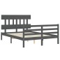 vidaXL Giroletto con Testiera Grigio 140x190 cm in Legno Massello vidaXL Giroletto con Testiera Grigio 140x190 cm in Legno Massello