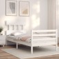 vidaXL Giroletto con Testiera Bianco 90x200 cm in Legno Massello vidaXL Giroletto con Testiera Bianco 90x200 cm in Legno Massello