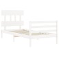 vidaXL Giroletto con Testiera Bianco 90x200 cm in Legno Massello vidaXL Giroletto con Testiera Bianco 90x200 cm in Legno Massello
