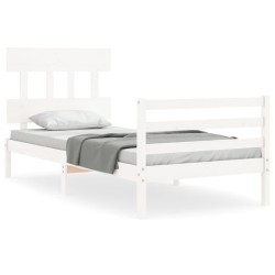 vidaXL Giroletto con Testiera Bianco 100x200 cm in Legno Massello