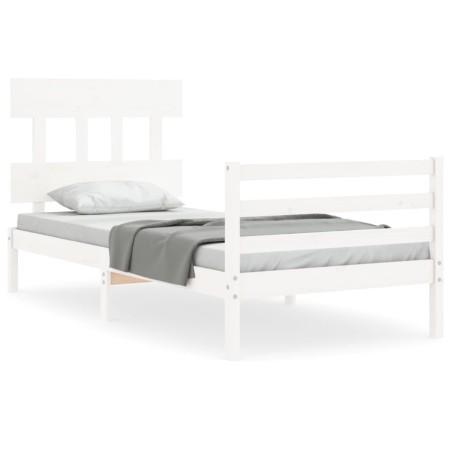 vidaXL Giroletto con Testiera Bianco 100x200 cm in Legno Massello